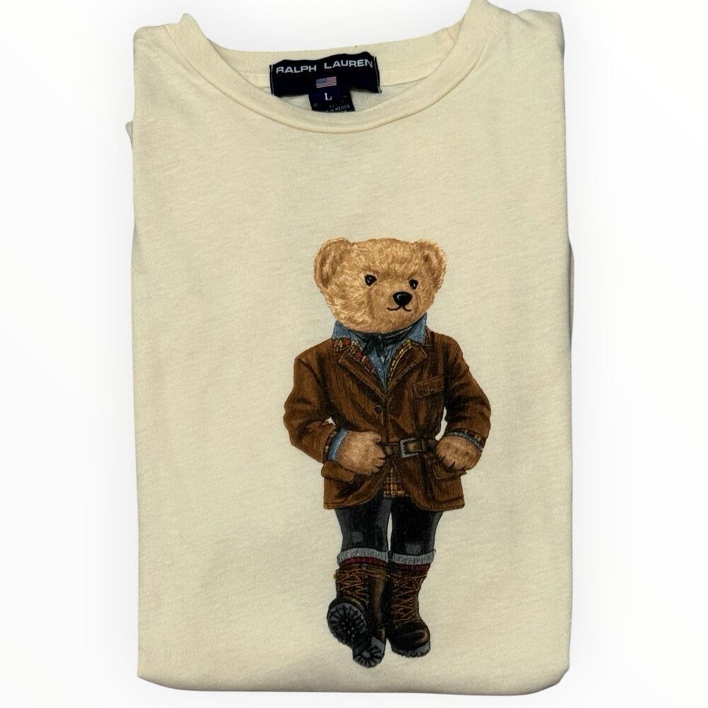 Vintage Ralph Lauren Rare Polo Bear Tee Shirt Y2K Size L